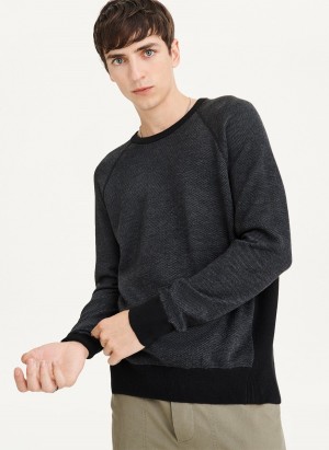 Black Dkny Birdseye Raglan Sleeve Men's Sweaters | I7694156