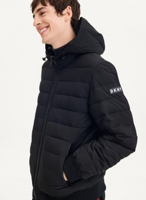Black Dkny Classic Hooded Men's Puffer Jacket | D9516210