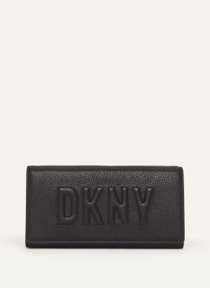 Black Dkny Continental Raised Logo Women's Wallets | I9332070