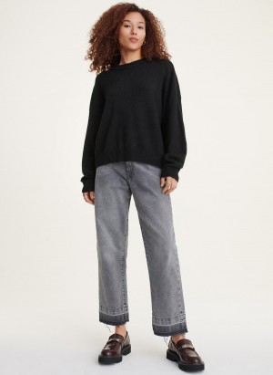 Black Dkny Crewneck Women's Sweaters | S5487590