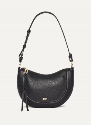Black Dkny Metro Leather Women's Shoulder Bags | V7400600