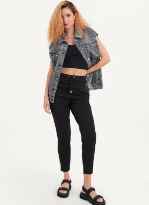 Black Dkny Oversized Denim Women's Vest | W4676435