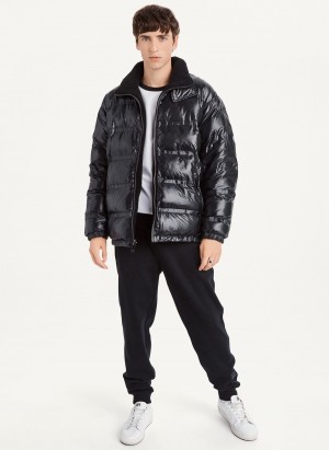 Black Dkny Reversible Men's Puffer Jacket | E5489510