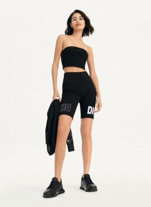 Black Dkny Rib Crop Tube Women's Tank Top | S1142786