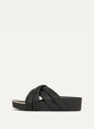 Black Dkny Vienna Puffy Strap Women's Sandals | E3397386