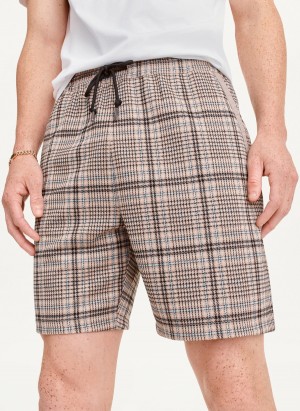 Brown Dkny Plaids Men's Shorts | S4182486