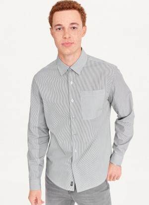 Grey Dkny Long Sleeve Men's Shirts | T7001642