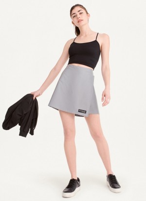 Grey Dkny Reflective Wrap Women's Skirts | D6523159