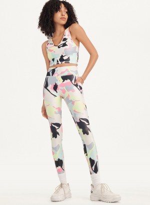 Multicolor Dkny Camo Floral Print High Waist With Pocket Women's Leggings | E9221996
