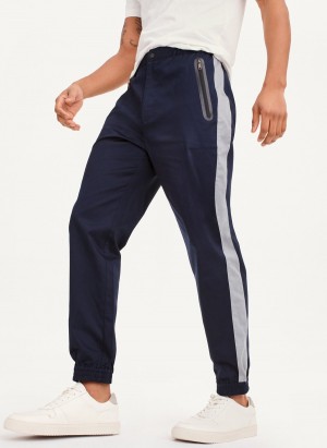 Navy Dkny Colorblock Track Men's Pants | Y2952524