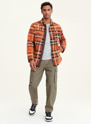 Orange Dkny Autumn Plaid Shirt Men's Jackets | J9362853