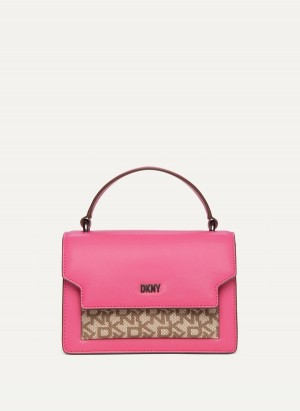 Pink Dkny Millie Leather Top Handle Women's Tote Bags | V2084360