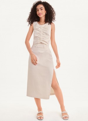 White Dkny Long with Slit Women's Skirts | Q0340876
