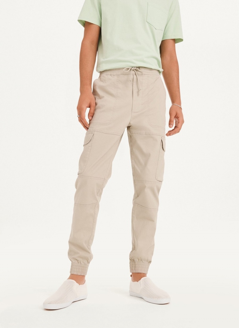 Beige Dkny Cargo Woven Men\'s Jogger | V7793345