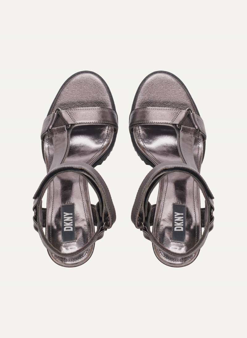 Black Dkny Bayli Metallic Women's Heels | Q8188458