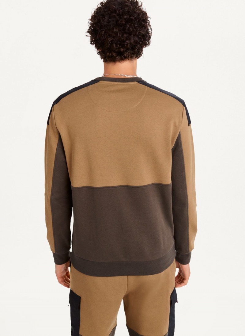 Black Dkny Colorblock Crew With Cargo Pocket Men's Sweatshirts | G5593437