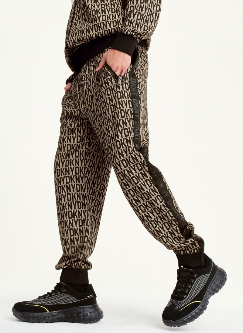 Black Dkny Colorblock Track Men's Pants | J0877583