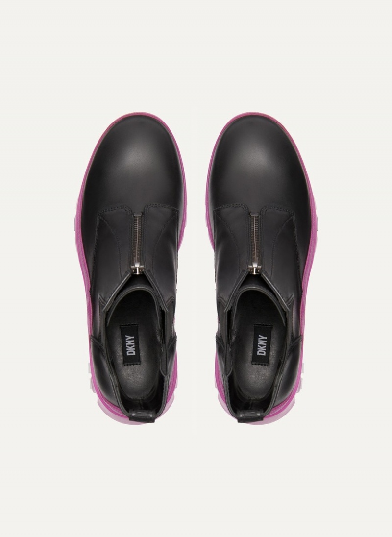Black Dkny Contrast Lug Sole Women's Boots | P1341759