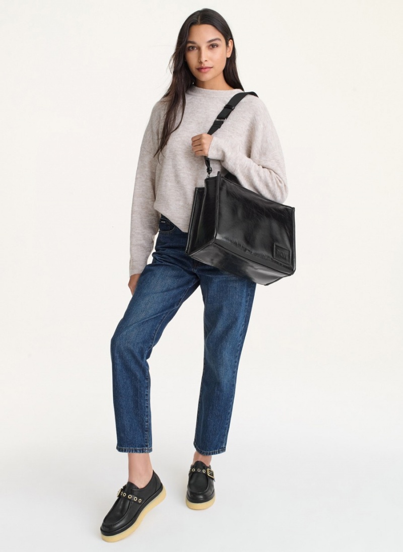 Black Dkny Hadlee Medium Women's Tote Bags | W1052495