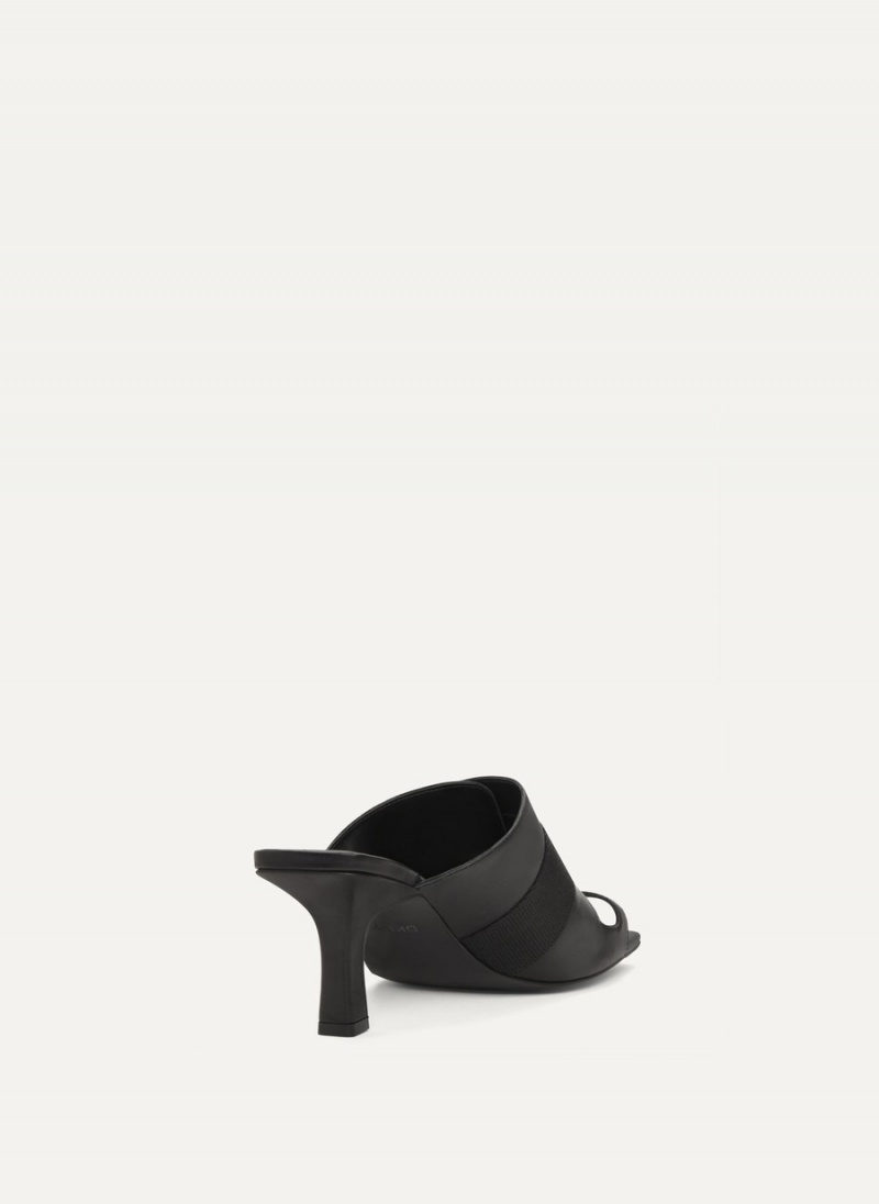 Black Dkny Heeled Buckle Women's Mules | G9837231