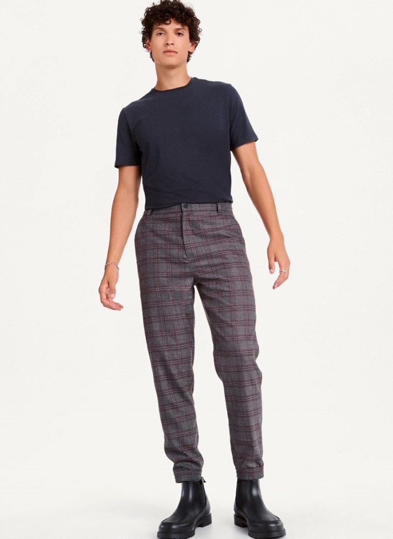 Black Dkny Plaid Men's Jogger | Z7266407