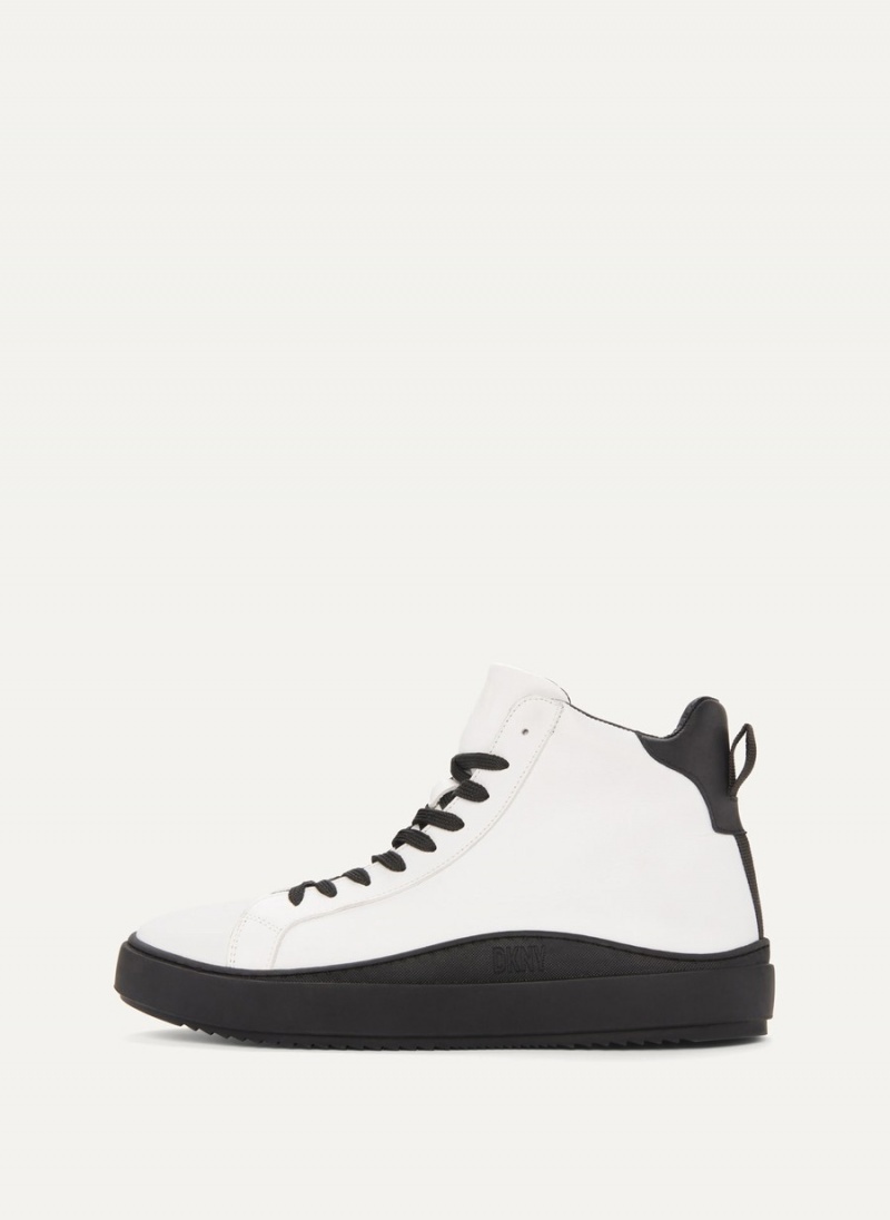 Black Dkny Plain Hi Top Men\'s Sneakers | Q4456560