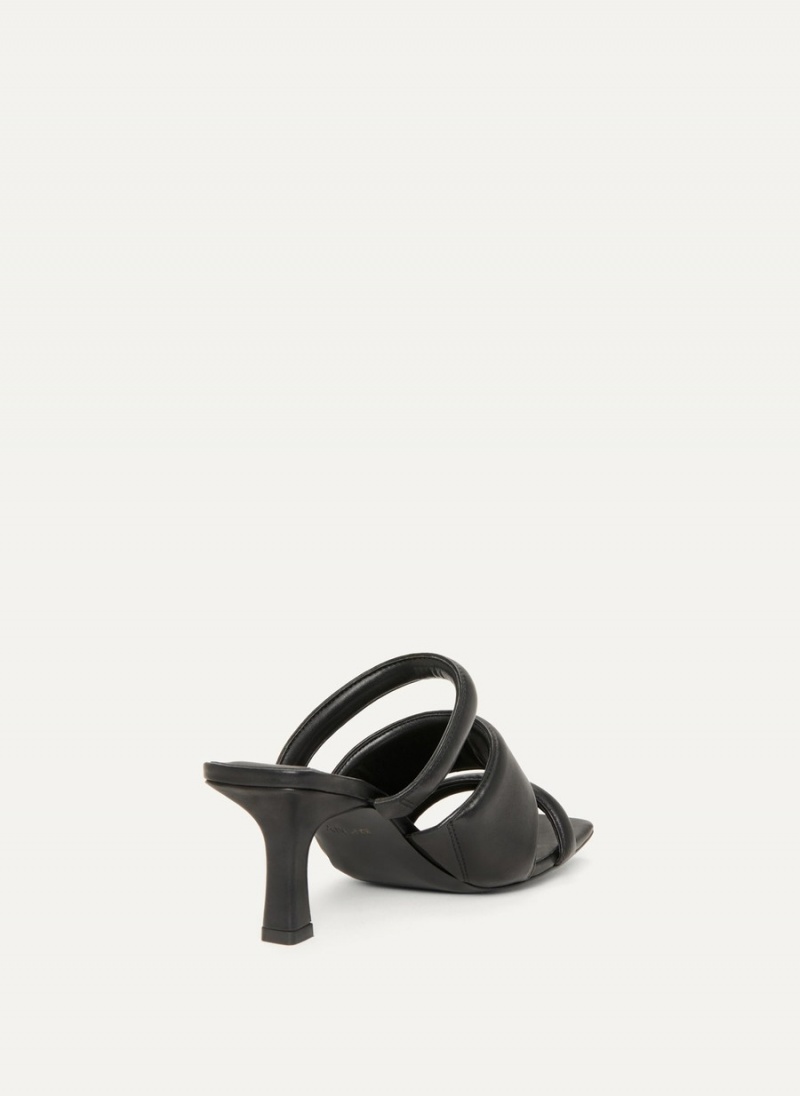 Black Dkny Puffy Multi Strap Women's Mules | B3771117