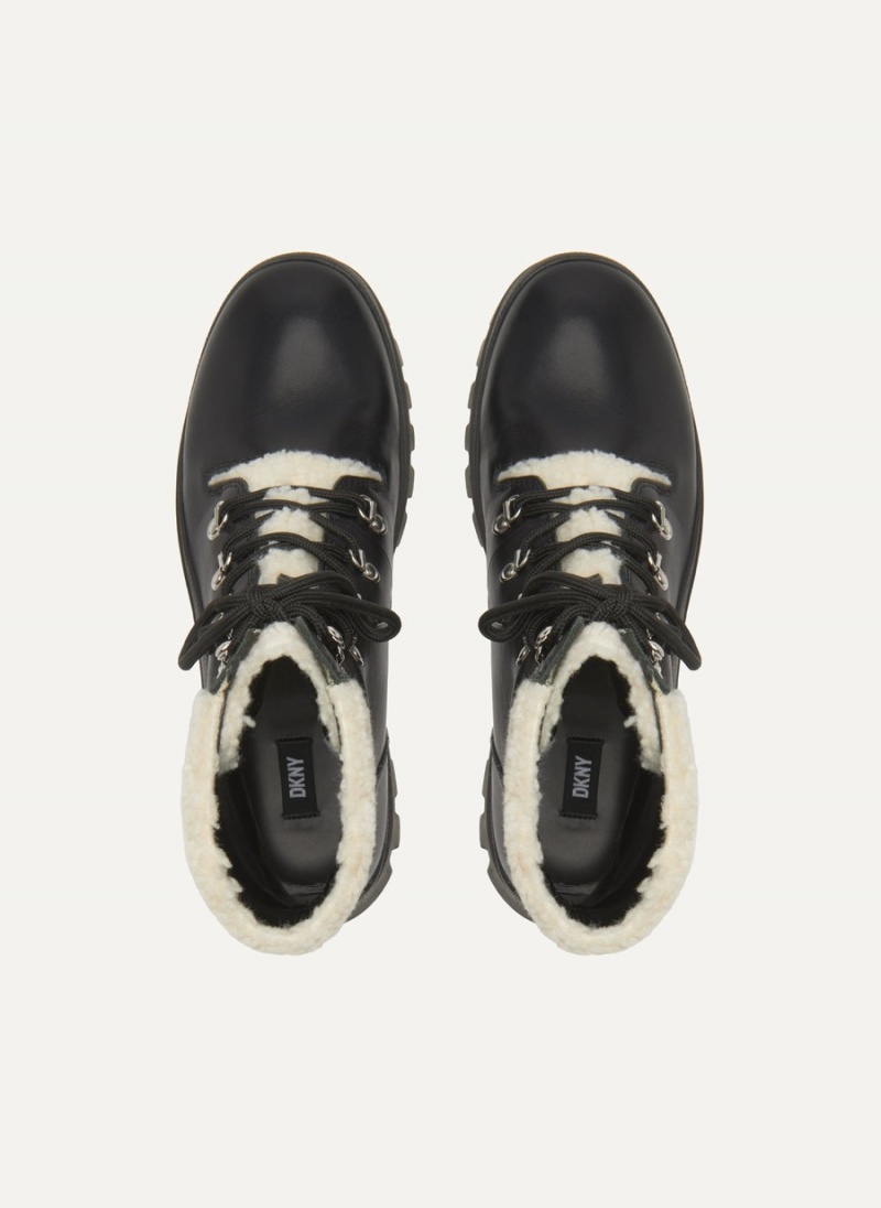 Black Dkny Shearling Ski Women's Boots | D4944972