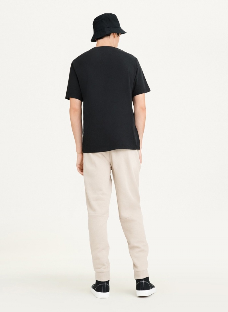 Black Dkny Stamped Logo Men's T Shirts | X5724745