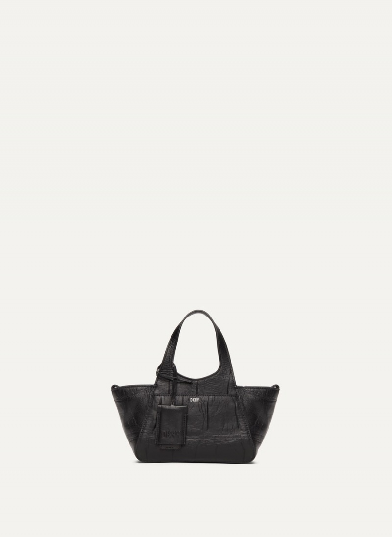 Black Dkny The Croc Mini Effortless Women\'s Tote Bags | V5012539