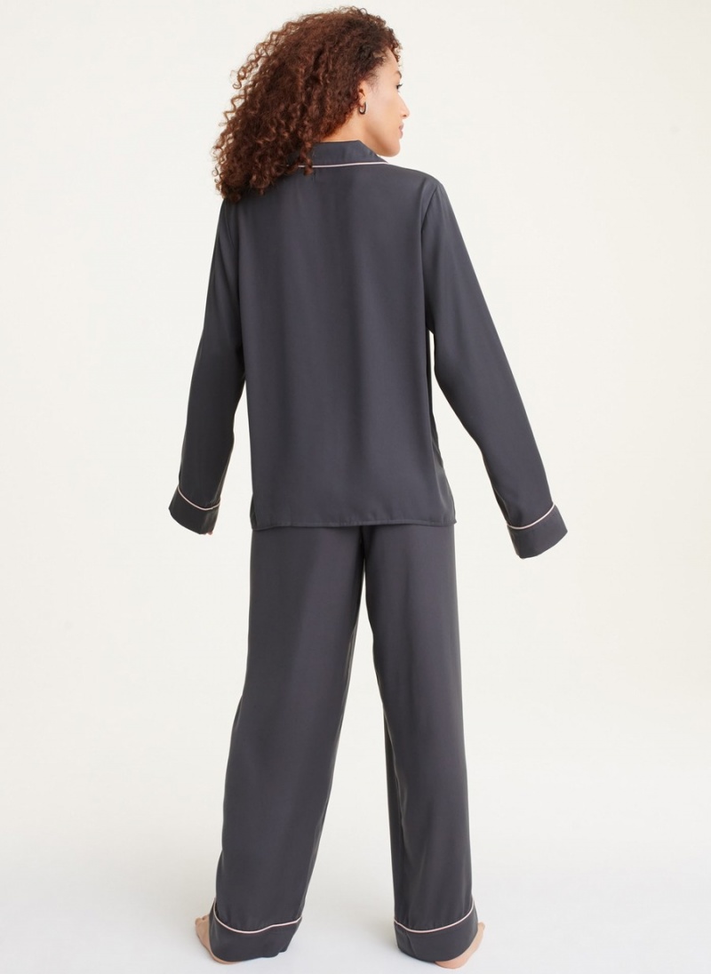 Black Dkny Top & Pant Set Women's Pajamas | O2719349