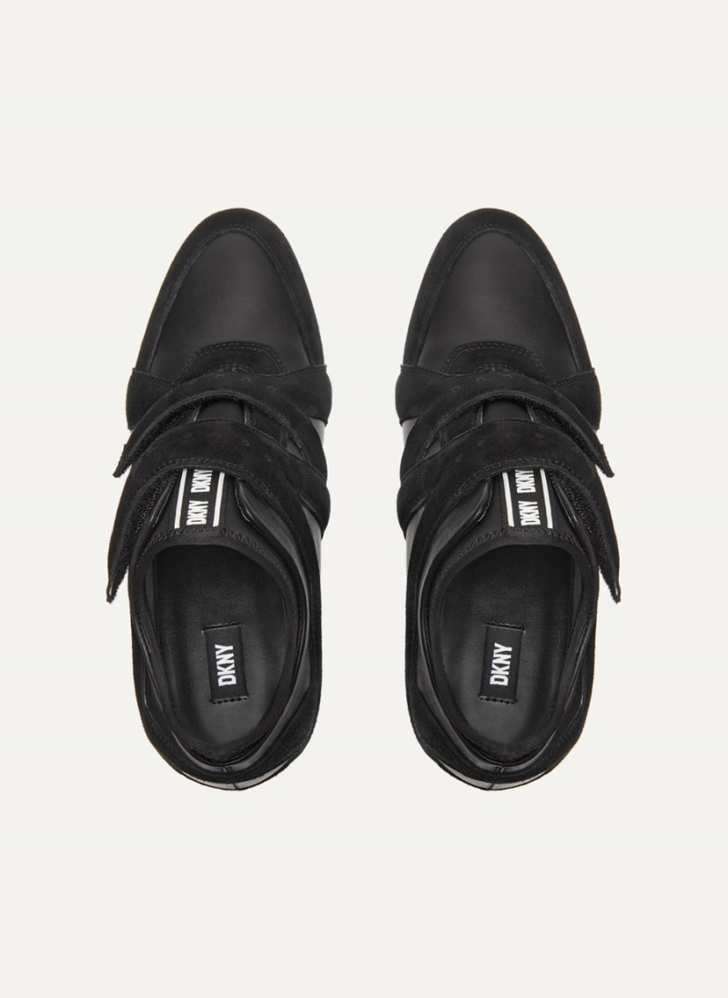 Black Dkny Velcro Wedge Women's Sneakers | H4801678