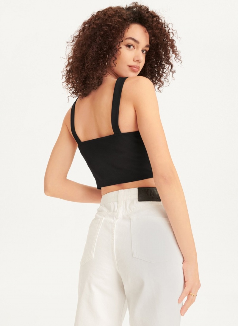 Black Dkny Wired Crop Women's Tank Top | U9974347