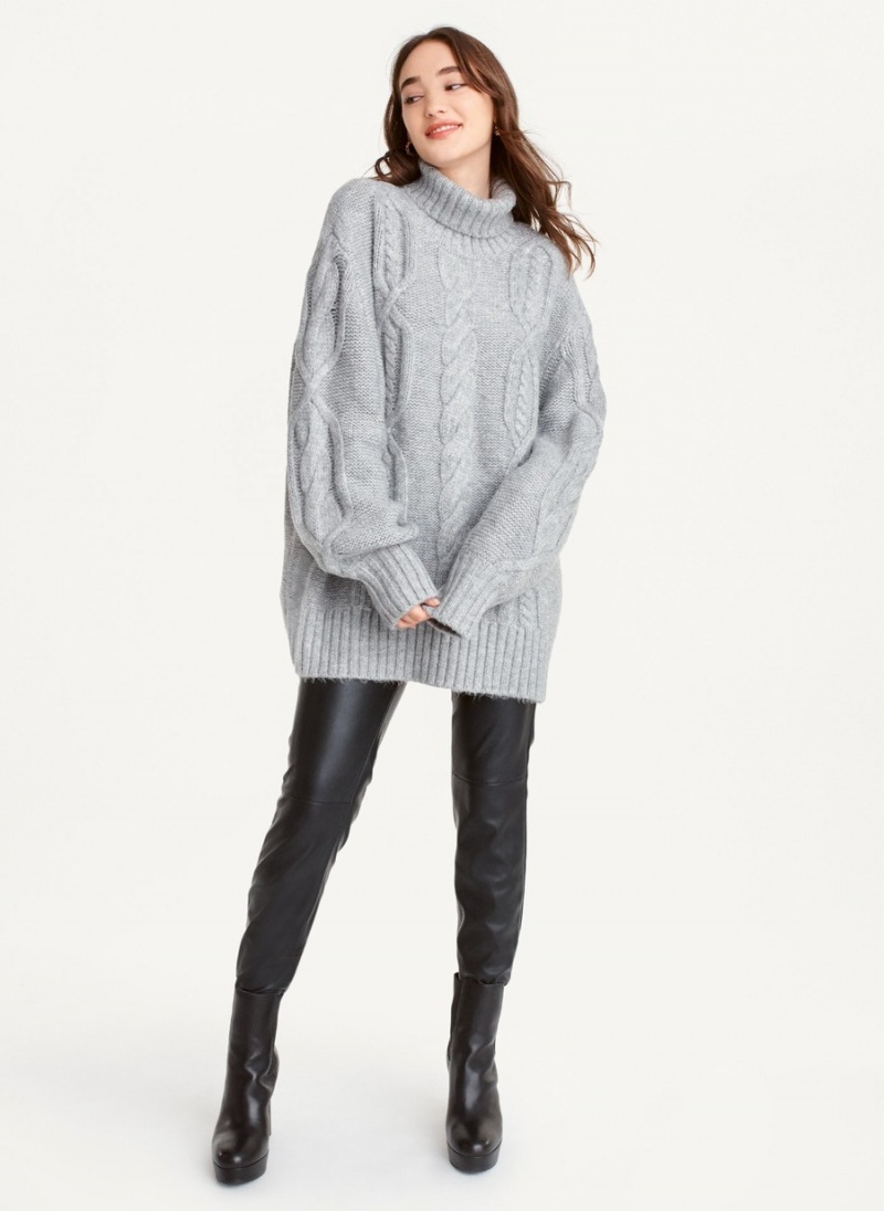 Grey Dkny Oversized Cable Knit Women's Sweaters | Q1779259