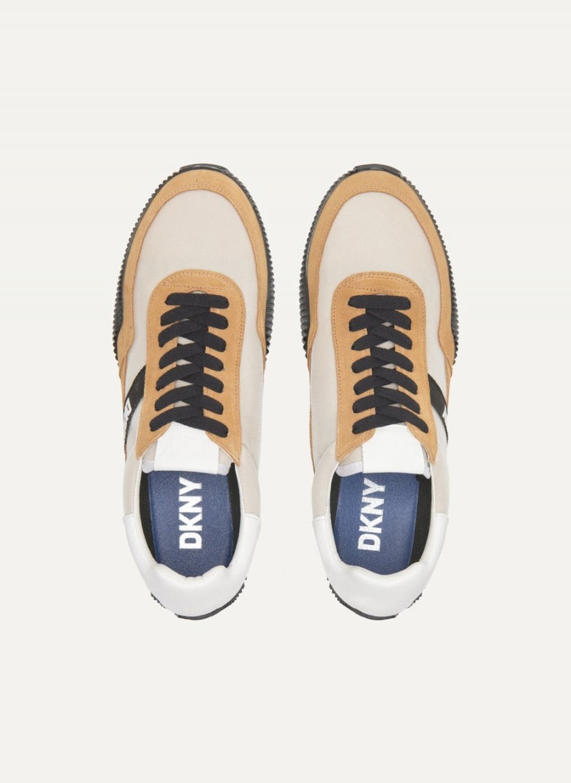 Khaki Dkny Side Logo Men's Sneakers | E8040363