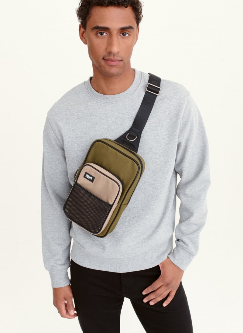 Olive Dkny Colorblock Sling Men's Shoulder Bags | B0766367