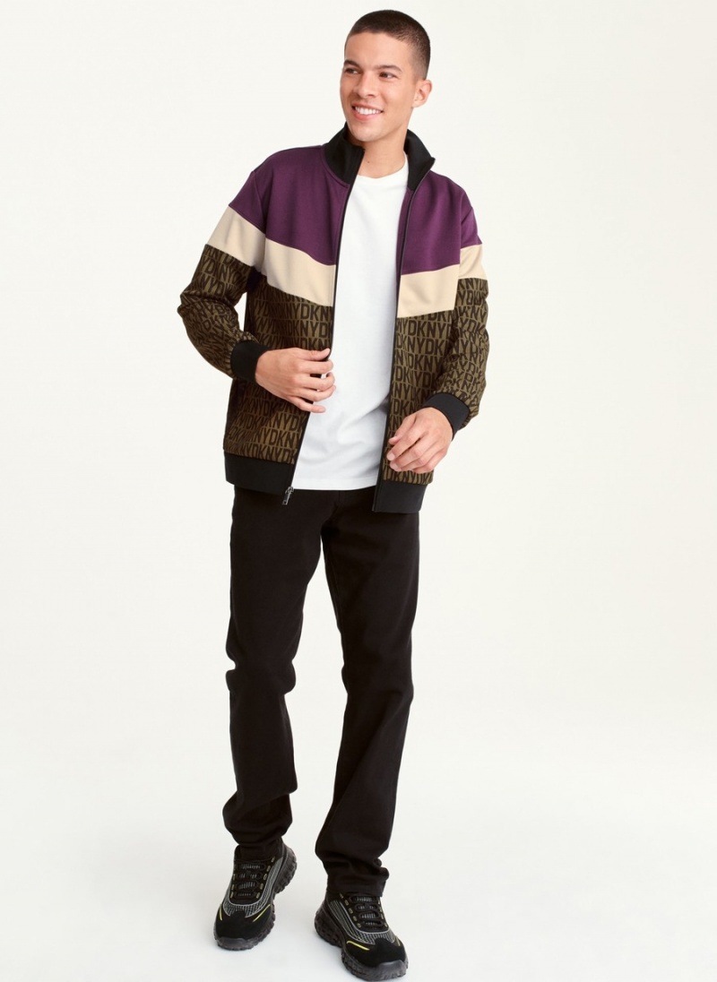 Purple Dkny COLORBLOCK LOGO TRACK Men's Jackets | U7558730
