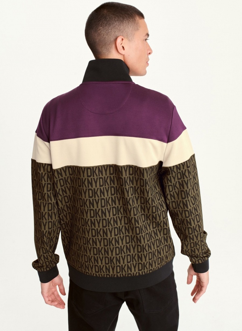 Purple Dkny COLORBLOCK LOGO TRACK Men's Jackets | U7558730