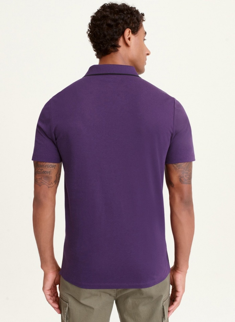 Purple Dkny Core Pima Cotton Pique Men's Polo Shirts | O8452395