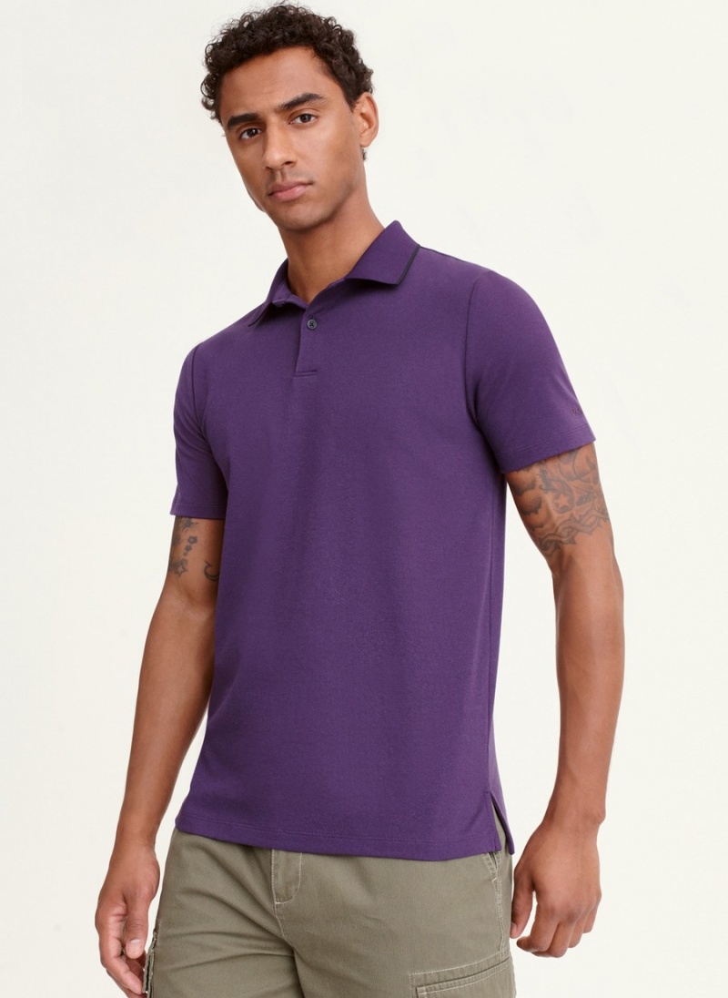 Purple Dkny Core Pima Cotton Pique Men\'s Polo Shirts | O8452395