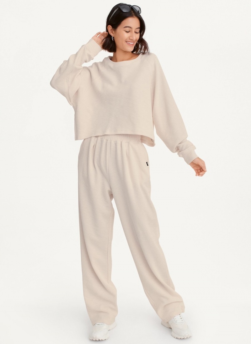White Dkny Tech Slub Cropped Women\'s Pullover | K5476194